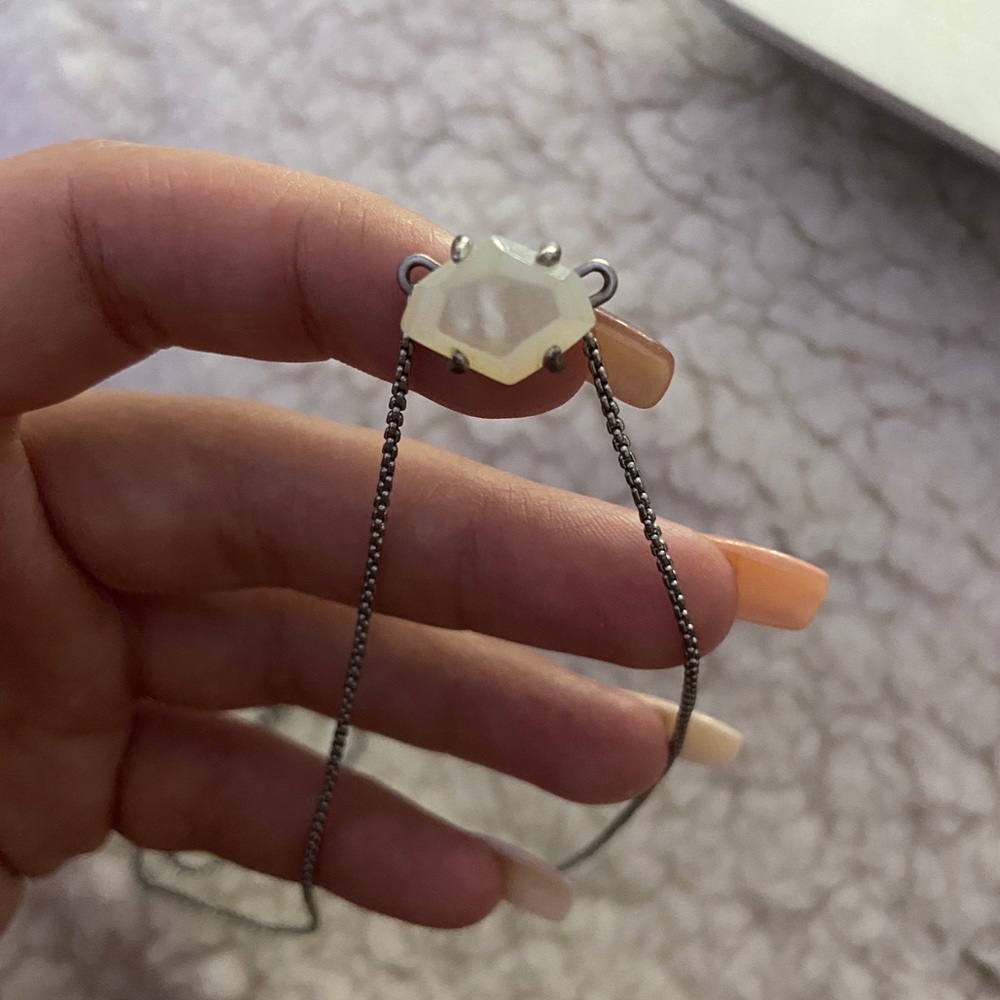 Kendra Scott pearl stone silver chain necklace